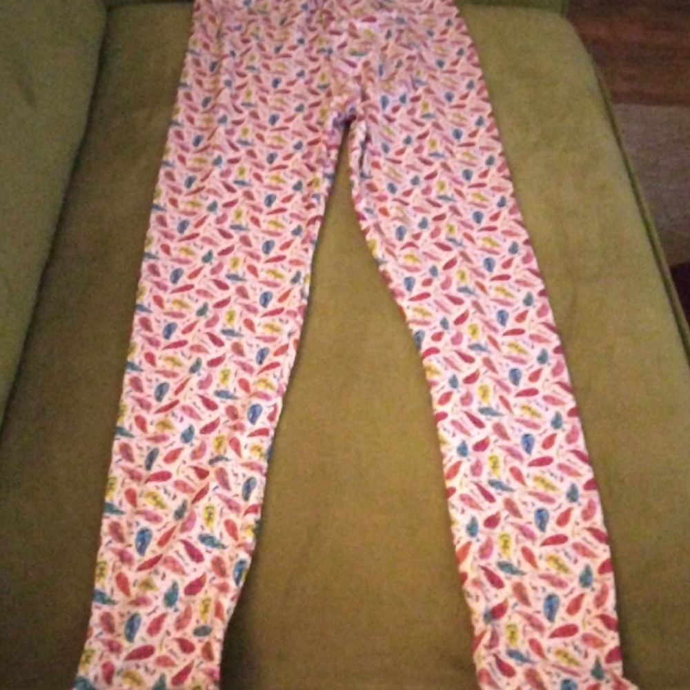 Women's Feather-Print Leggings - Pink